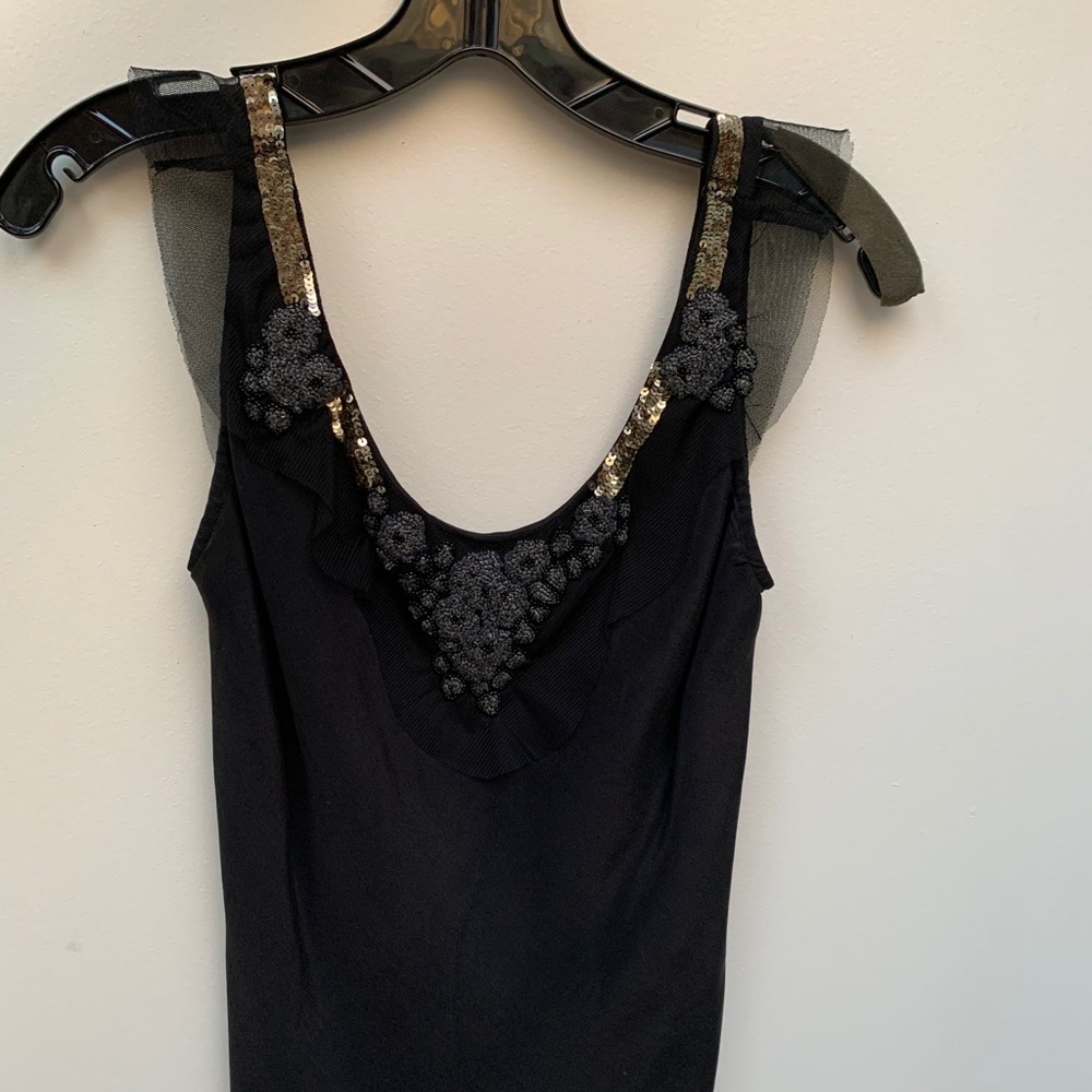 Massimo Dutti black with detail low back blouse